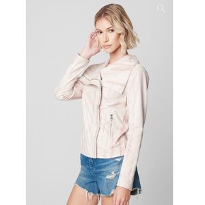 Blank NYC Cream tie-dye faux suede drape front jacket